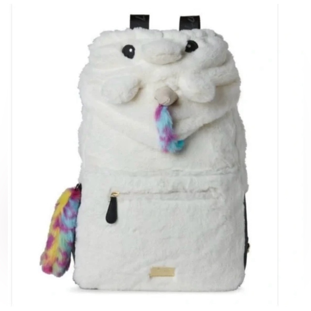 Betsey Johnson Hooded Unicorn Backpack Faux Fur New Whimsical